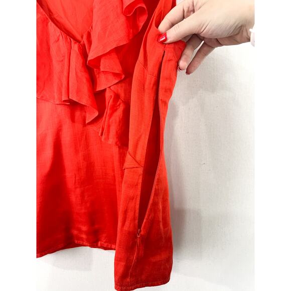 Boden Alicia Red Ruffle Sleeveless Blouse 8 Festive Valentines Sleeveless - Picture 4 of 6